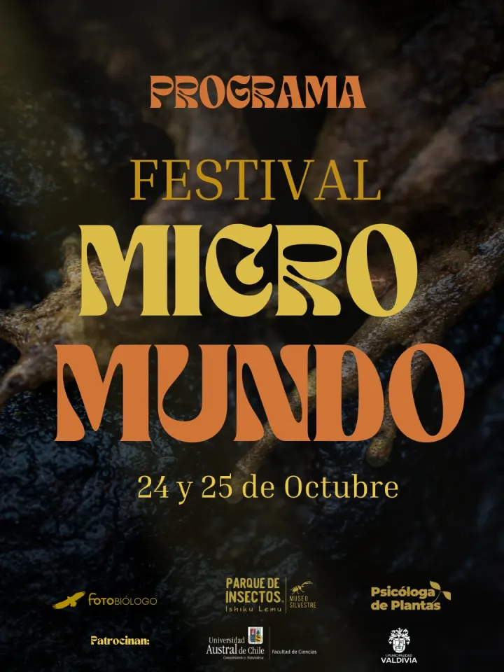 Afiche del Festival del Micromundo, 24 y 25 de octubre, con charlas gratuitas